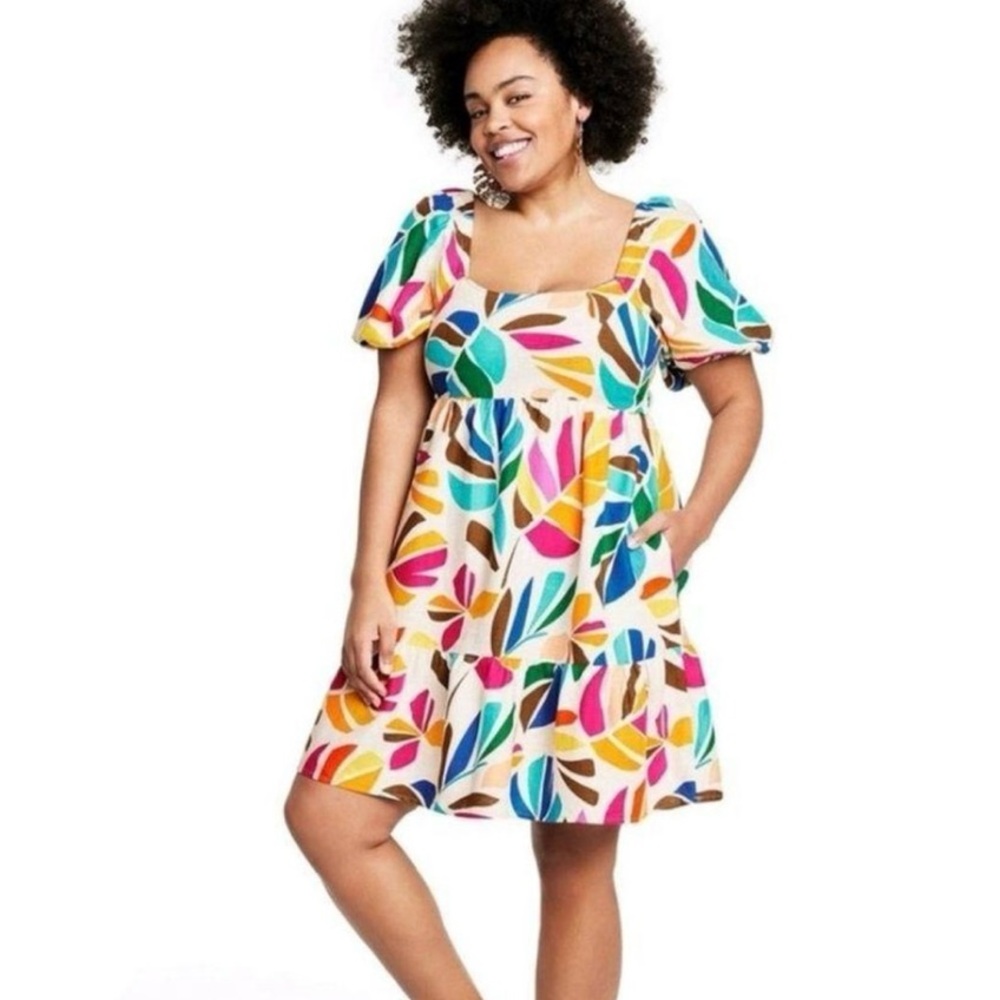 Tabitha Brown X Target tropical puff sleeve linen summer dress